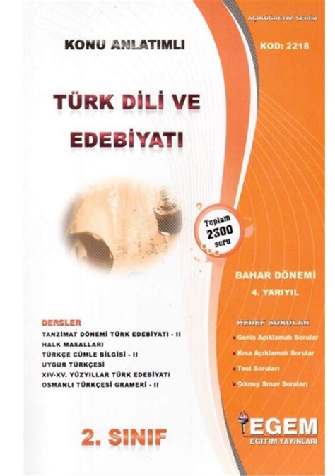 Aöf türk dili ve edebiyatı 4 sınıf bahar dönemi dersleri